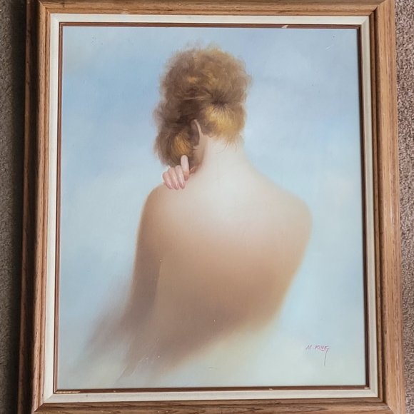 BEAUTIFUL VINTAGE 25X29 " FRAMED OIL ON CANVAS PAINTING SIGNED BY M. KING - Picture 13 of 14